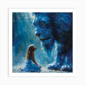 Lion And The Little Girl Art Print