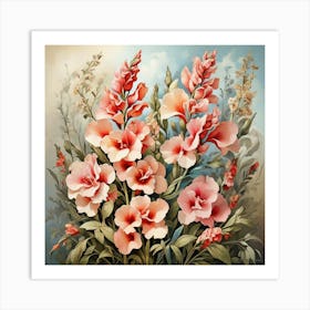 Flower Motif Painting Snapdragon Art Print 3 Art Print