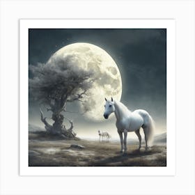 218201 A Picture, A Large Moon, And A White Horse Of The Xl 1024 V1 0 Art Print