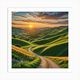 Sunset In The Hills 1 Art Print