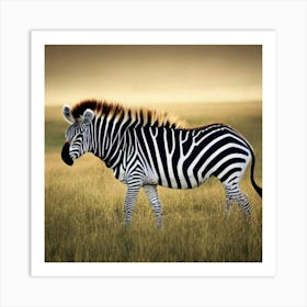Wild Zebra On Grassland Adeline Yeo Art Print