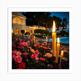 Villa At Night Art Print