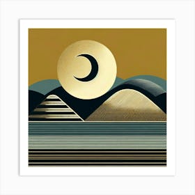 Moon And Mountains 6 Art Print