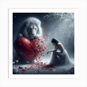 Lion And Girl 3 Art Print