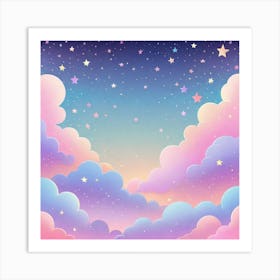 Sky With Twinkling Stars In Pastel Colors Square Composition 216 Art Print