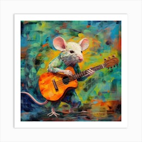 Mouse Playing Guitar Art Print