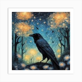 Crow In The Woods Art Print