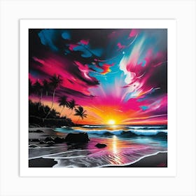 Sunset At The Beach 38 Art Print