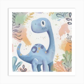 Cute Muted Apatosaurus Dinosaur   2 Art Print
