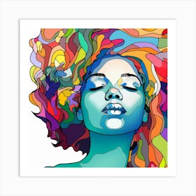 Afro Girl With Colorful Hair Art Print