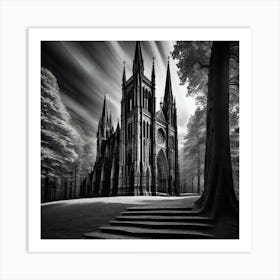 Black And White Church 1 Art Print