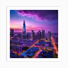 Dubai Skyline At Dusk 3 Art Print