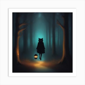 Cat In The Forest Art Print