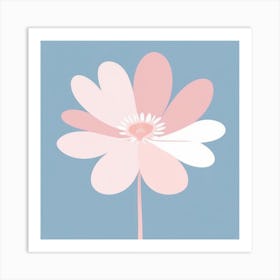 A White And Pink Flower In Minimalist Style Square Composition 141 Art Print