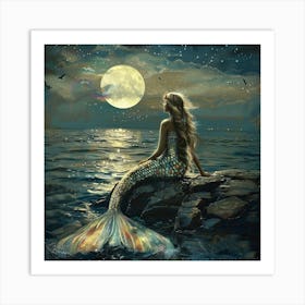 Stockcake Mermaid Moonlight Vigil 1718939436 2 Art Print