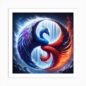 Phoenix And Dragon Art Print