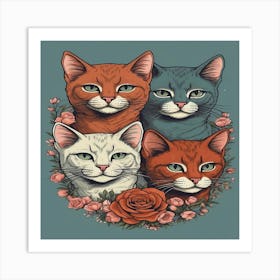 Default Design For A Graphic Tshirt Of Cats 3 Art Print