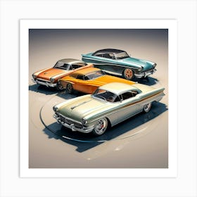 Design A Group Of Cars Parked In A Circular Shape Watercolor Trending On Artstation Sharp Focus 1 Art Print