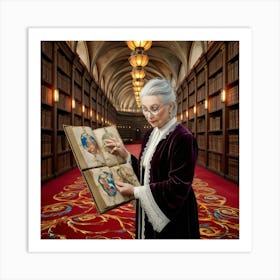 The Elderly Lady Librarian 080 Art Print