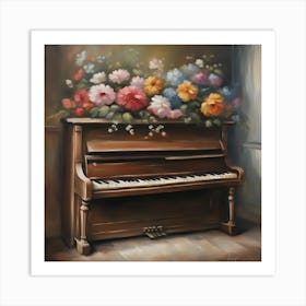 Piano With Flowers 2 Art Print