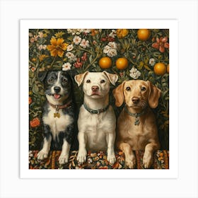 Three Dogs On A Rug Art Art Print