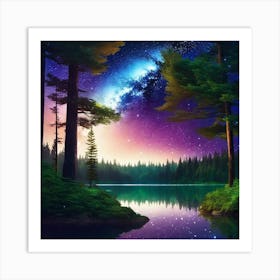 Night Sky In The Forest Art Print