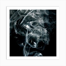 Smoke On Black Background Art Print