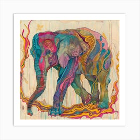 Elephant In The Rain Art Print