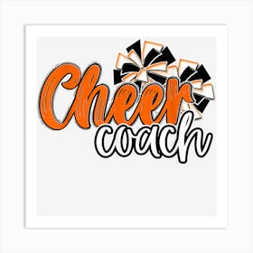 Womens Cheer Coach Top Pom Poms Orange Mascot Colors School Art Print