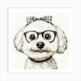 Poodle With Glasses 3 Art Print