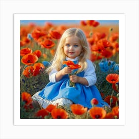 Little Girl In A Field Art Print