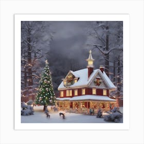 Christmas Snow City Art Print