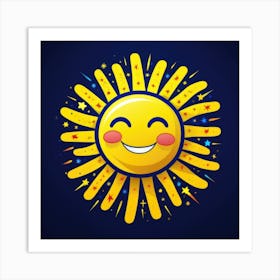 Lovely smiling sun on a blue gradient background 149 Art Print