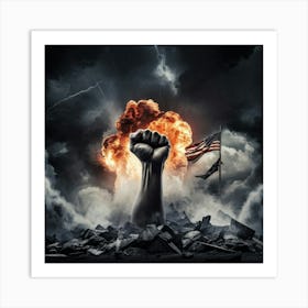 A Clenched Fist Raised In A Striking Gesture Of Protest Embodying Both The Power And Aggression Of (2) 2 Art Print