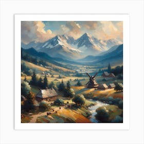 Village In The Mountains Art Print