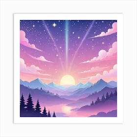 Sky With Twinkling Stars In Pastel Colors Square Composition 10 Art Print