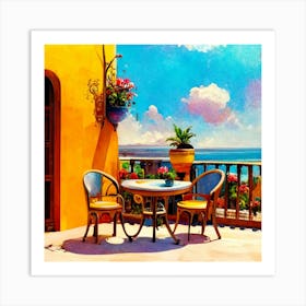 Balcony With Table And Chairs Art Print