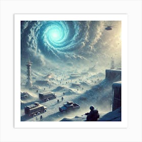 A Futuristic Sci Fi Depiction Of A Snowstorm Creat Art Print