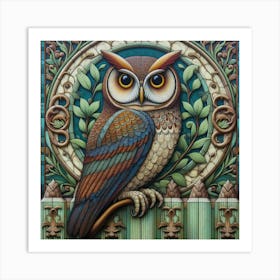 Owl On A Gate Art Print