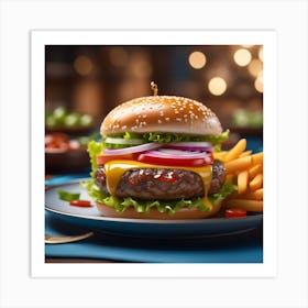 Hamburger On A Plate 106 Art Print