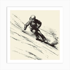 Skier On A Slope Art Print