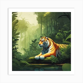 Tiger In The Jungle 44 Art Print