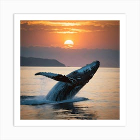 Humpback Whale At Sunset 2 Art Print