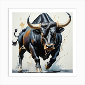 Bull Running Art Print