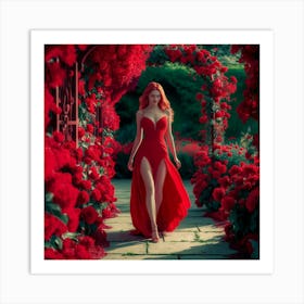 Into The Garden Red 6 Art Print