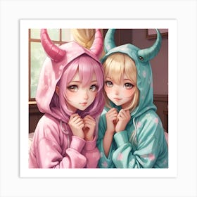 Horned Girls Art Print