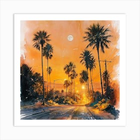 Sunset In Los Angeles Art Print