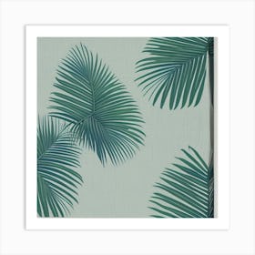 Bali Palm Leaves Blue And Gree Art Print