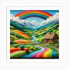 Painting From Rainbow Yarn Art Print