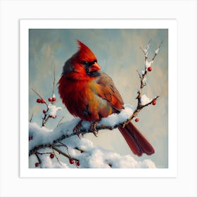 Cardinal In Snow 2 Art Print